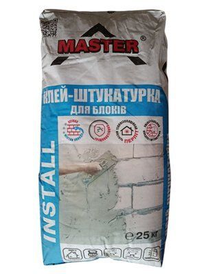 Клей-штукатурка для блоков Master Install (25кг) 44677068 фото