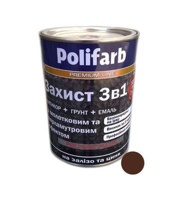 Эмаль с молотковым эффектом "Защита 3в1" коричневый (0,7кг) Polifarb SN02241418 фото