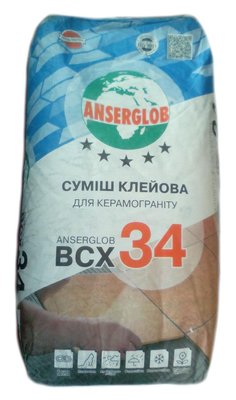 Клей для плитки Anserglob BCX 34 (25кг) SN01073 фото